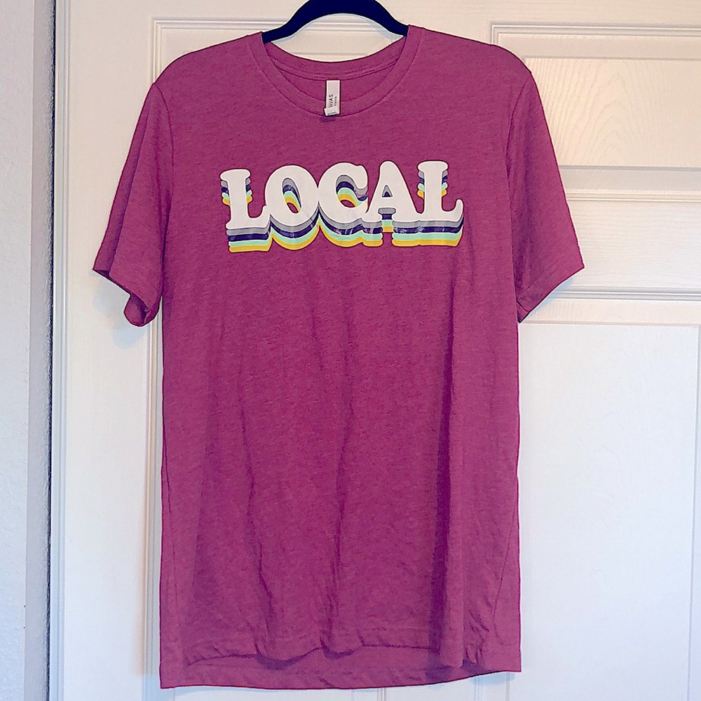 Multicolor Local Logo Pink T-Shirt Size Large NWOT
